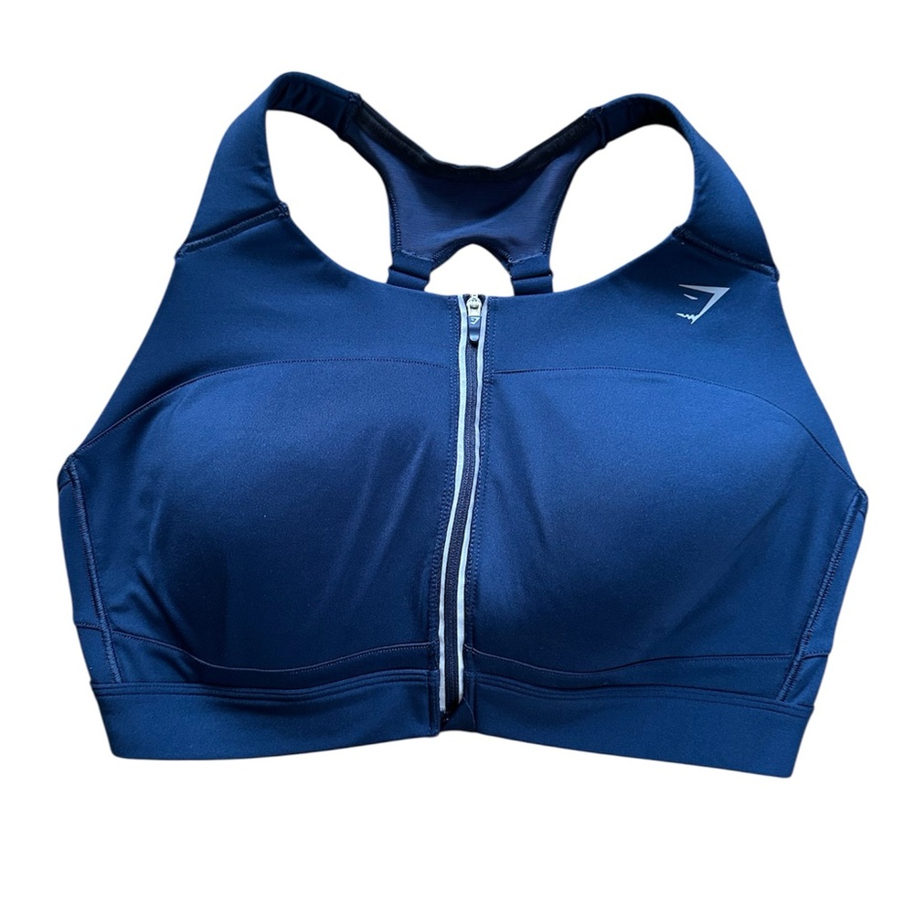 Gymshark Women’s Navy Zip-Front Sports Bra Large